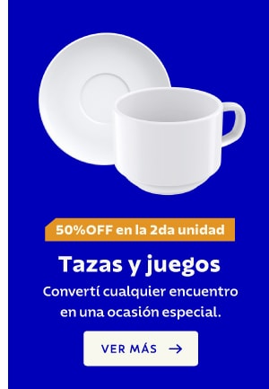 50%OFF en la 2da unidad en Tazas y juegos